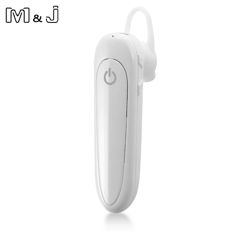 M& J Bluetooth Беспроводные наушники с одним ухом, Hands Free бизнес Bluetooth гарнитура 24 часа Время воспроизведения для бизнеса/вождения - Цвет: Белый