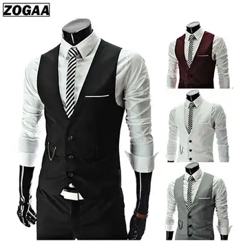 

ZOGAA Men's Suit Vest British Style Vest Men Formal Chalecos Spring and Autumn Para Hombre Waistcoat For Men