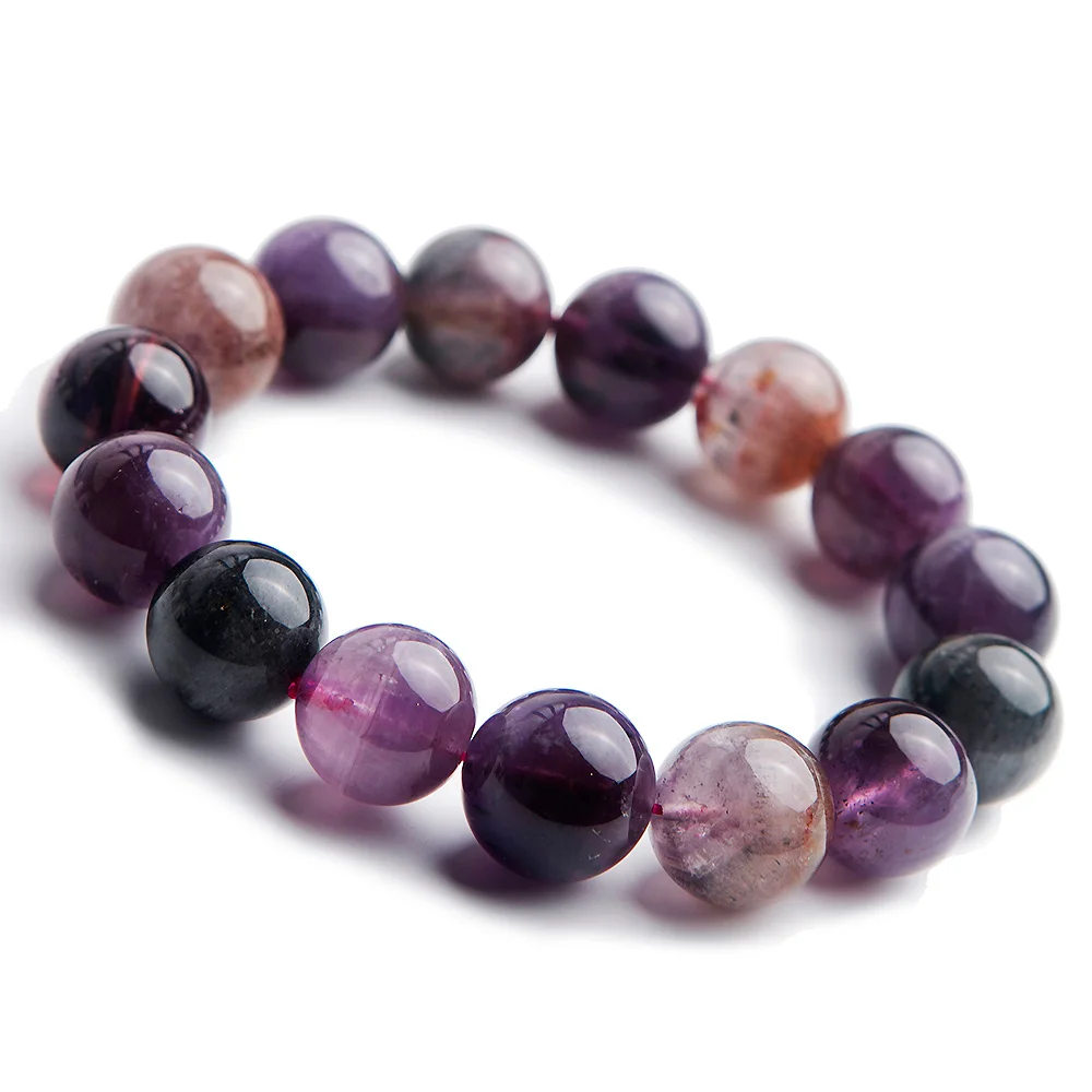 

Genuine Natural Auralite 23 Cacoxenite Crystal 14mm Round Beads Bracelet Colorful Women Men Healing Stone Canada Bracelet AAAAA