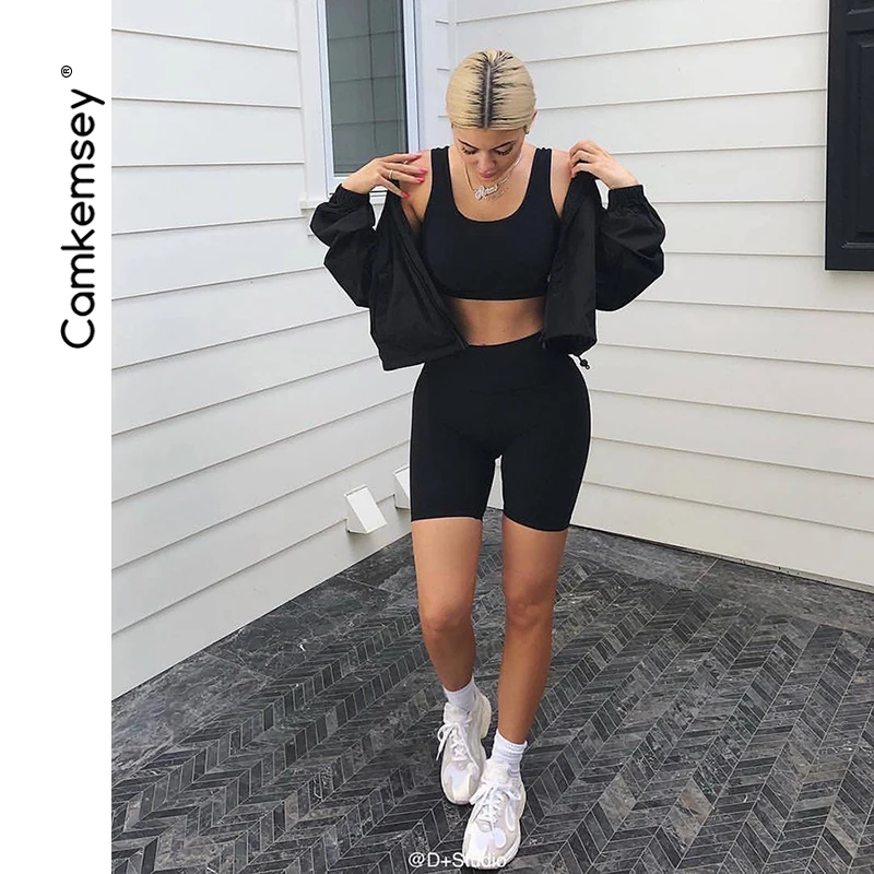 CamKemsey для женщин уличная пикантные узкие шорты для 2018 новый летний стиль Эластичный Высокая талия Push Up Bodycon фитнес