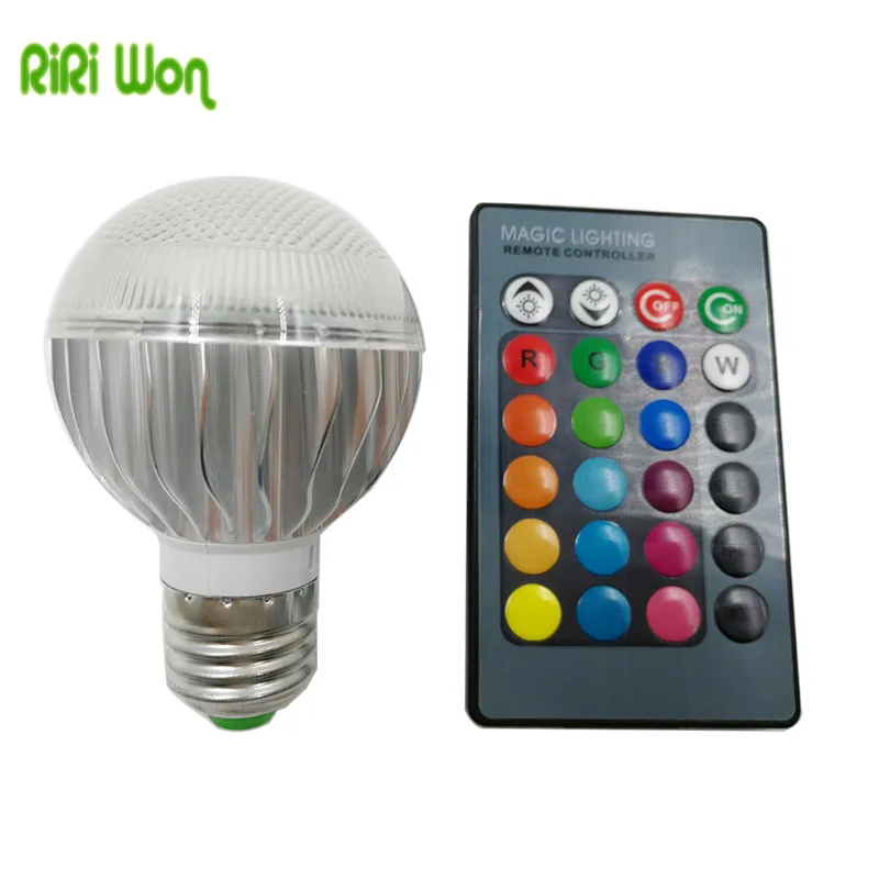 

RiRi won RGB LED Bulb Lamps light E27 Light Bulb Smart IC Real 7W Power High Brightness Lampada LED Color Changing IR controller
