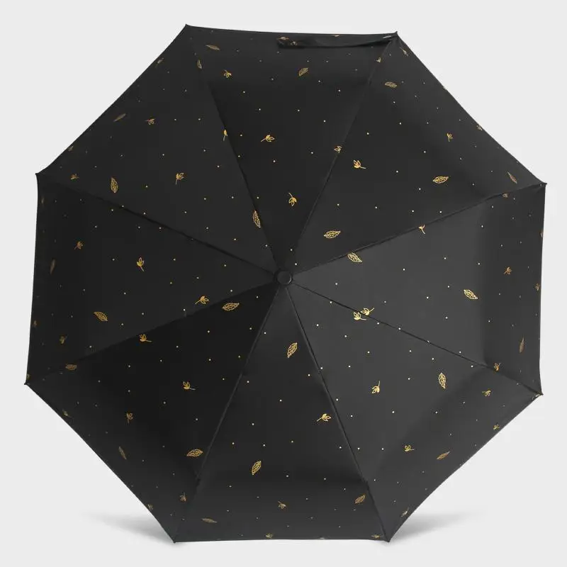 Сезон осень зонтик с изображением листьев 3 Складные двойного назначения творческой личности Солнцезащитная УФ шторка зонтик черное покрытие ультра-легкий зонтик - Цвет: Black