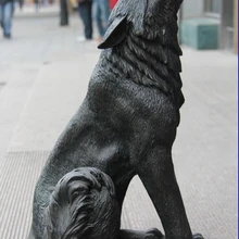 USPS в США S3402 Китайский Классический Бронза Медь Резные Животных волчьим Собака Волк Статуя Искусства Скульптуры