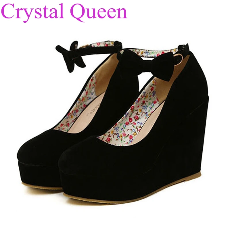 Black red Elegant wedges shoes wedges pumps for women platform high ...