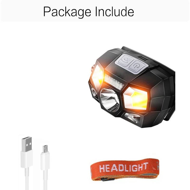 6000 люменов светодиодный налобный фонарь супер яркий датчик движения громкий головной светильник с зарядкой от USB Водонепроницаемый налобный светильник