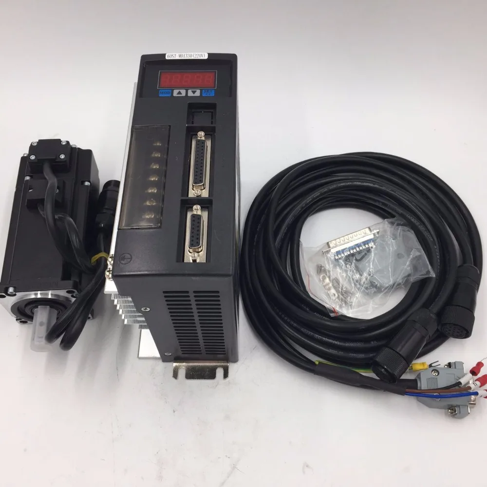 400 Вт CNC AC Серводвигатель + Драйвер комплект 60ST M01330 1.26Nm 220vAC 3000r/мин NEMA24 60 мм для