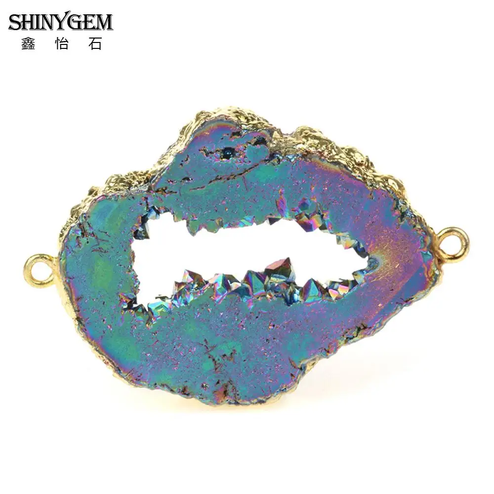 ShinyGem из друзы Камень Подвески минеральные Натуральный Камень Подвески для изготовления ювелирных изделий Разъемы для DIY ювелирных изделий 5 шт