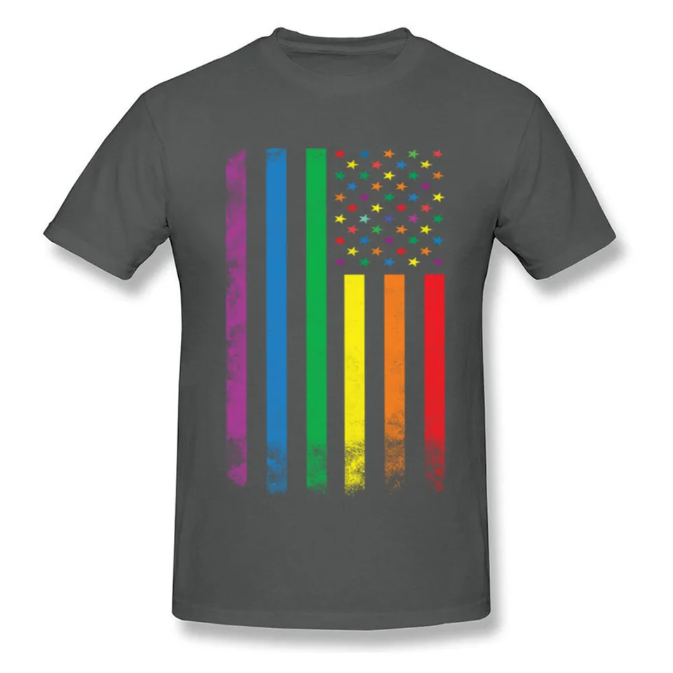 Men Rainbow American Flag T Shirt Gay Pride Tshirt Lesbian T Shirt
