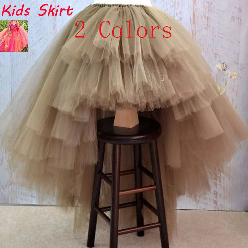 

New Arrival 2 Mixed Colors High Low Tulle Kids Skirt Custom Made Hi Lo Asymmetrical Chic Kids Dress Tiered Tulle Tutu