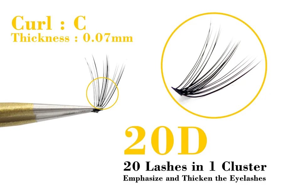 Kimcci натуральные длинные Индивидуальные Кластерные ресницы для наращивания, накладные ресницы, 60 пряди/коробка для макияжа, 20D, норковые накладные ресницы, реснички