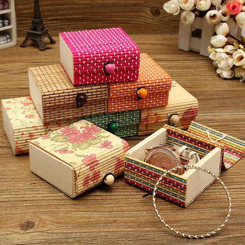 

Bathroom Soap Dish Storage Box Vintage Bamboo Weaving Jewelry Necklace Makeup Cosmetic Holder Container