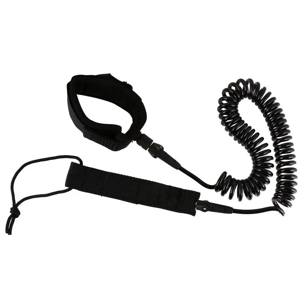 

ELOS-Surfboard Leash Surfing Stand Up Paddle Board Leash Coiled Cord SUP for All Types of Surfboards - black