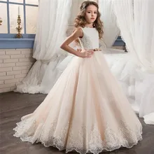 First Communion Dresses for Girls Champagne O-neck Sleeveless Ball Gown Lace Appliques Flower Girl Dresses for Weddings First Communion Dresses for Girls Champagne O-neck Sleeveless Ball Gown Lace Appliques Flower Girl Dresses for Weddings