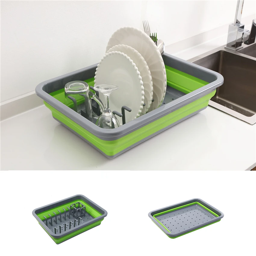

Foldable Dish Rack Kitchen Storage Holder Drainer Bowl Tableware Plate Portable Drying Rack Home Shelf Dinnerware Organizer