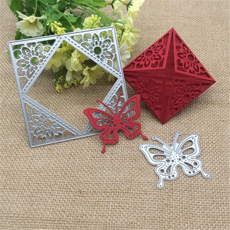 2 шт. квадратные металлические Вырубные штампы в виде цветов и бабочек|crafts diy|crafts