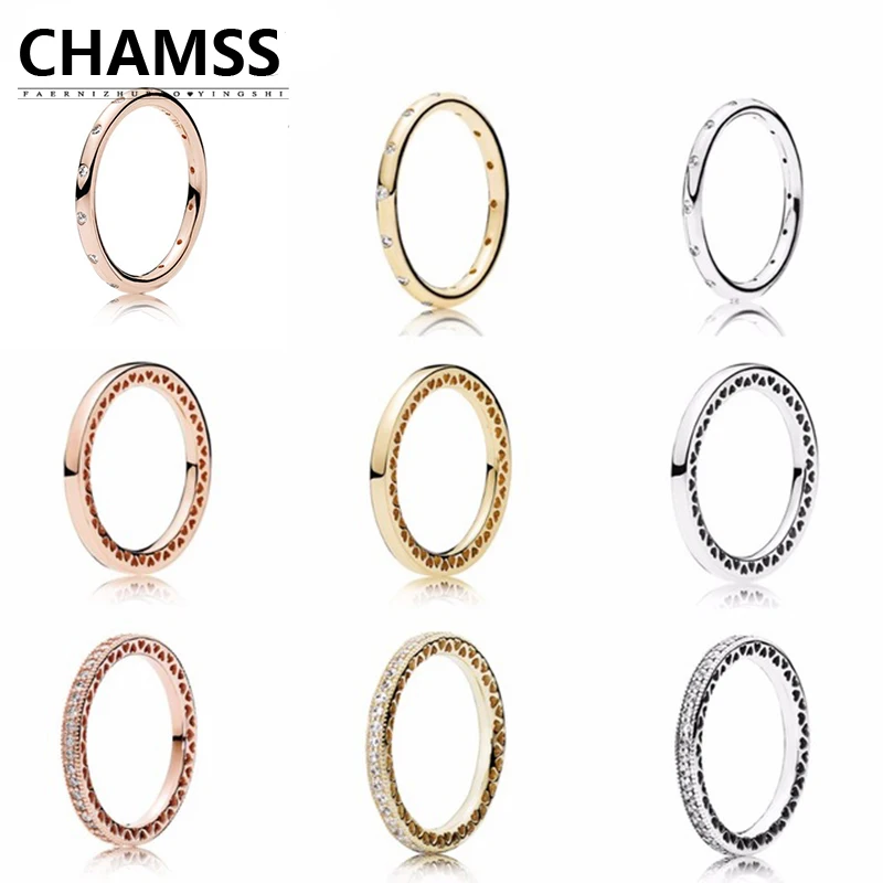 

CHAMSS 925 Sterling Silver Wedding Party Ring Charm with cubic zirconia Fit Women's Ring Birthday party Charm Gift