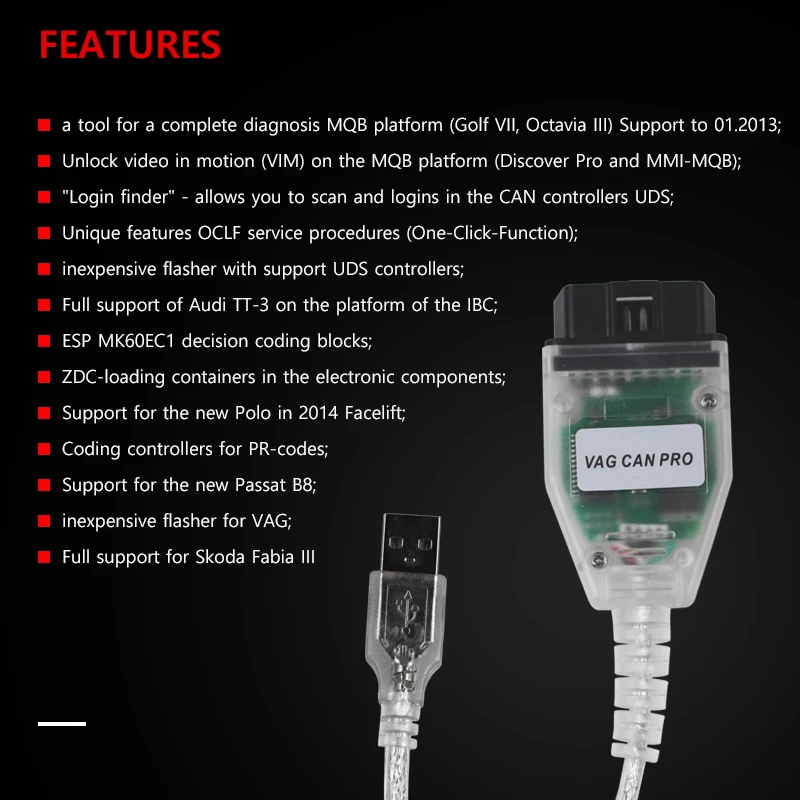 2020 для VAG CAN PRO BUS + UDS K Line версия 5.5.1 V5.5.1 с FTDI FT245RL лучше чем и ODIS| |