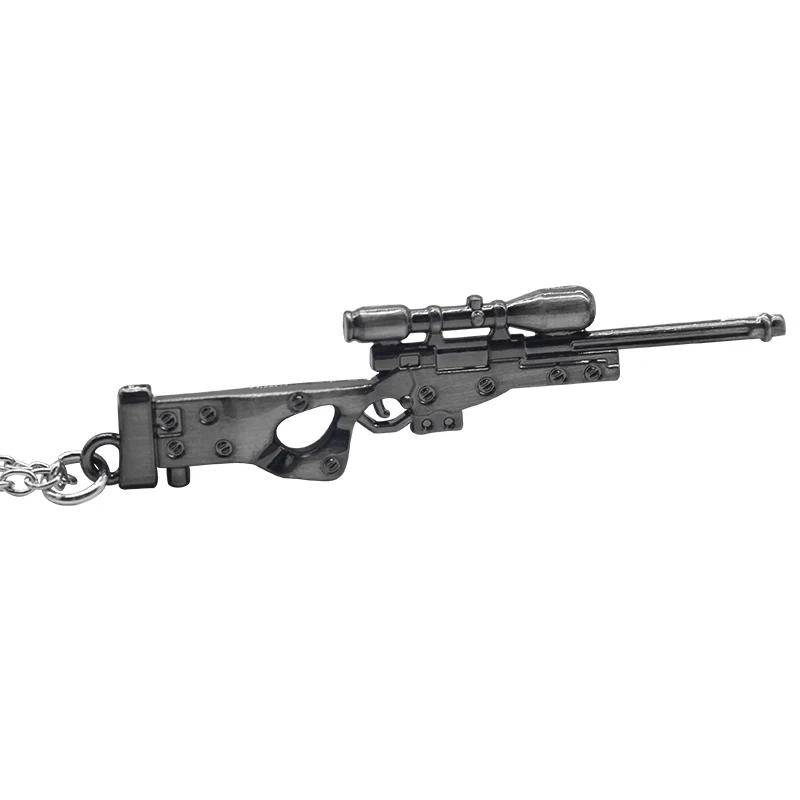 

Trendy Sharpshooter Weapon Sniper Rifle Gun AWM Pendant Necklaces High Quality Alloy Gun Mini Model Link Chain Necklace For Men