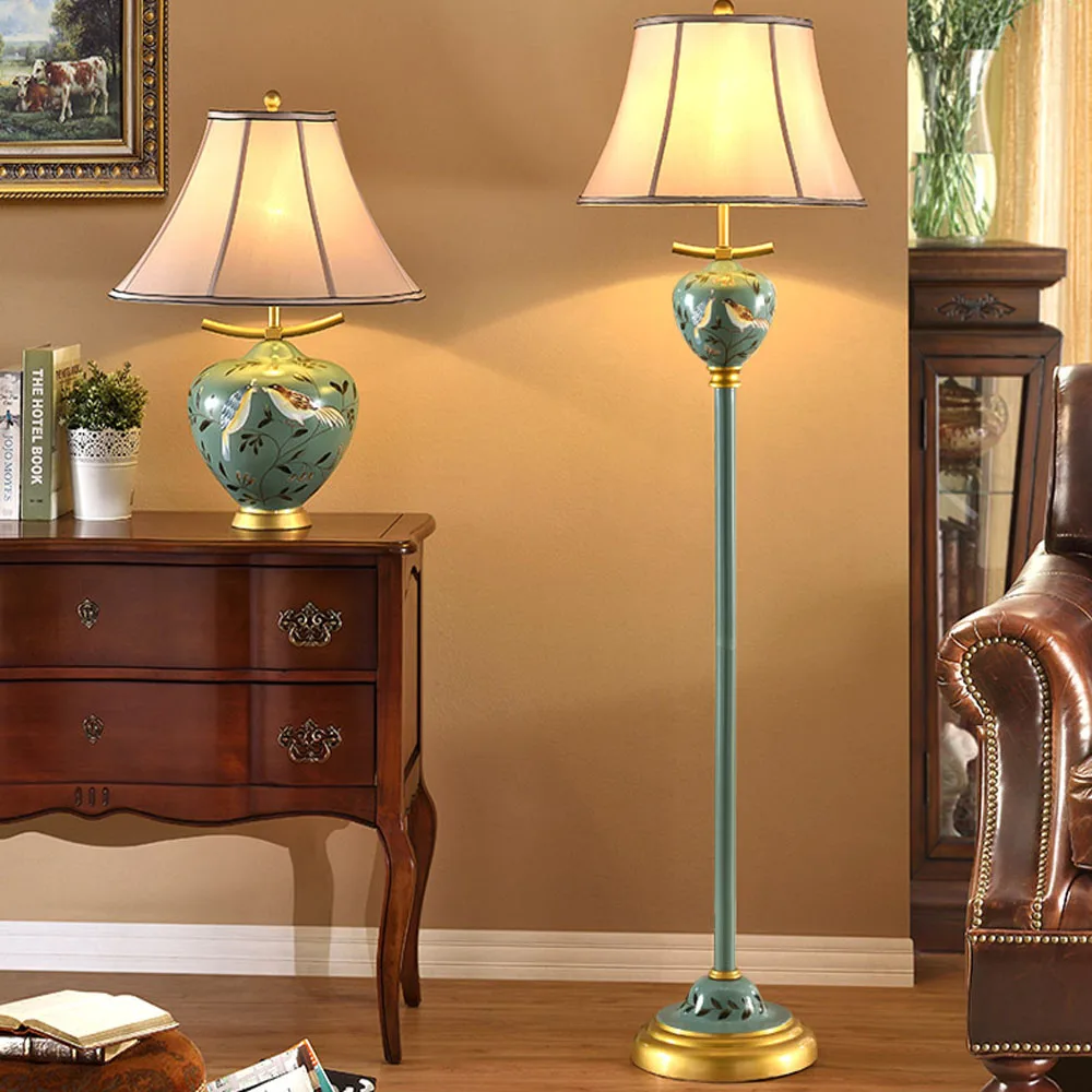 Nordic Retro Style Iron Floor Lamp Antique LED Living Room Bedroom Study Energy Saving Mediterranean Lights Decoration