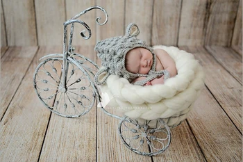 

Newborn photography photo props baby elves lambs hat crochet cotton gray white white baby hat 3-4m