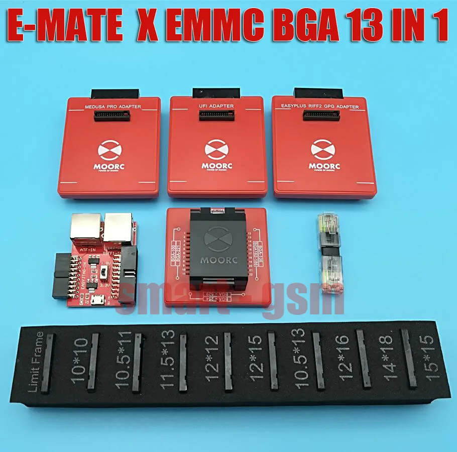 MOORC E MATE E-MATE X E MATE PRO BOX памяти на носителе EMMC BGA 13 в 1 поддержка 100 136 168 153 169 162 186 221 529 254 легкий JTAG плюс коробка