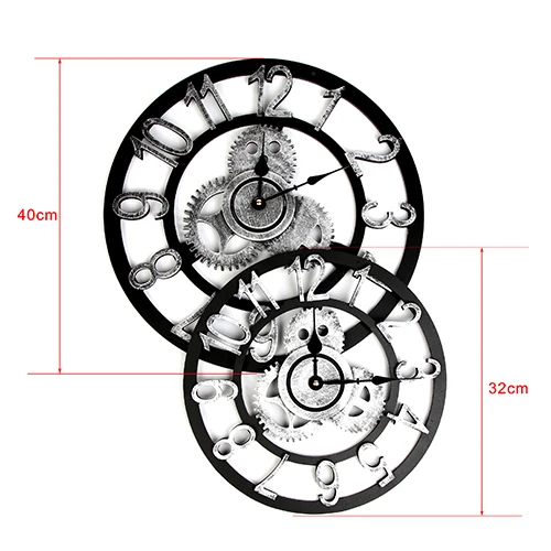 

Vintage Roman Clock Retro European gear wall clock European steampunk gear wall home decoration modern design 3d wall clock 2019