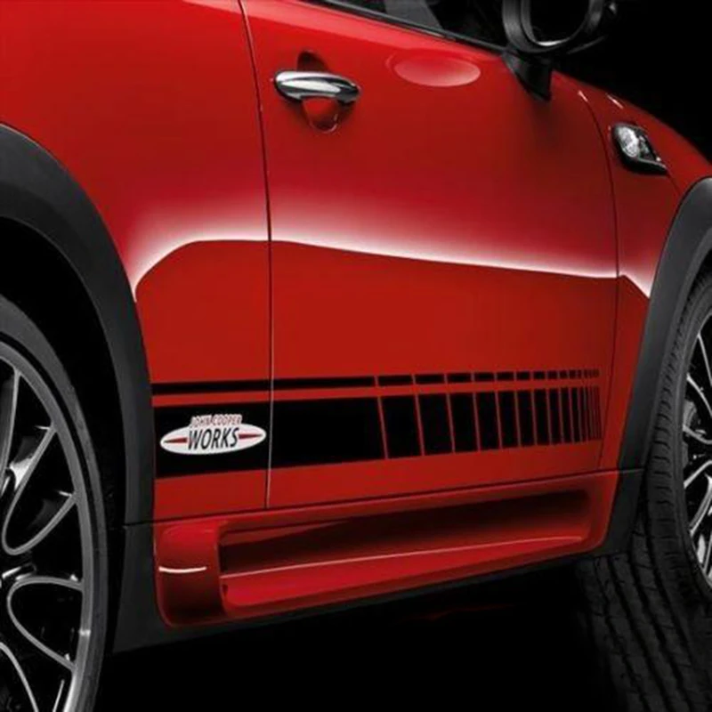 Автомобильная боковая юбка JCW Racing Stripes наклейка и украшение для MINI Cooper S R56 R55 F55 F56 R60