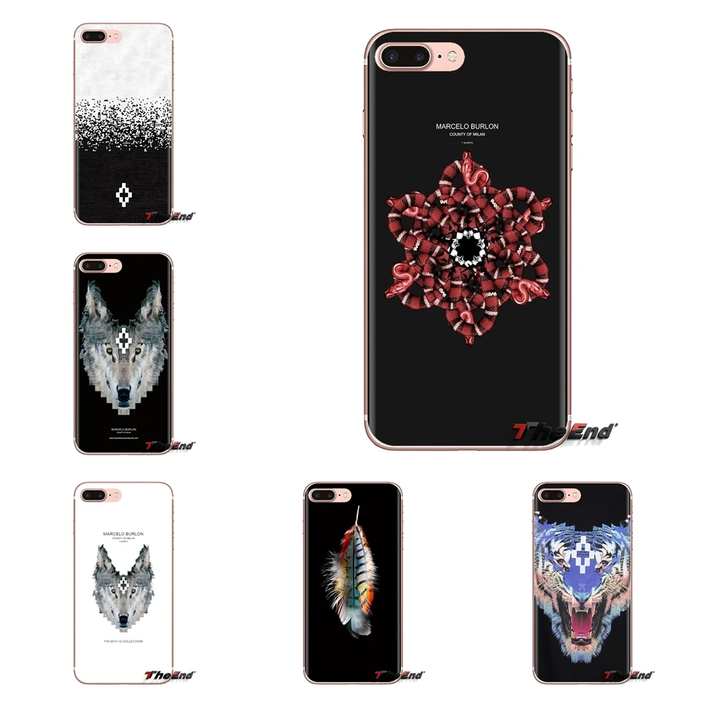 

For iPod Touch Apple iPhone 4 4S 5 5S SE 5C 6 6S 7 8 X XR XS Plus MAX Silicone Cases Cover Marcelo Burlon Colorful Wings Feather