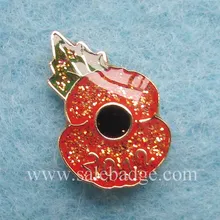 Пользовательские блеск красный цветок die ударил мягкая эмаль Шпильки добавить эпоксидной no moq