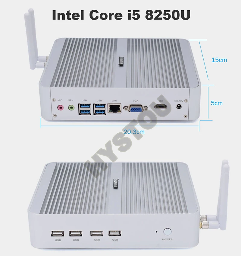 Тонкий клиент Intel Core i5 8250U i7 8550U Minipc HDMI DP двойной дисплей безвентиляторный ПК 4K HTPC i7 7660U Iris Plus 640 настольный компьютер