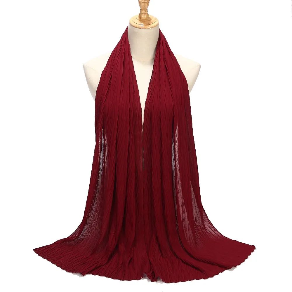 Женский плиссированный шарф шифоновый хиджаб с пузырьками мусульманские платки