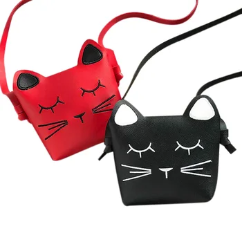 

FGGS-2 Pack Little Girls Purses Cute Cat Shoulder Crossbody Bag (Red And Black)