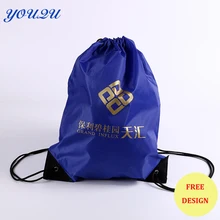 Custom 210D polyester silk screen printed drawstring bags black drawstring backpack bag lowest price escrow accepted
