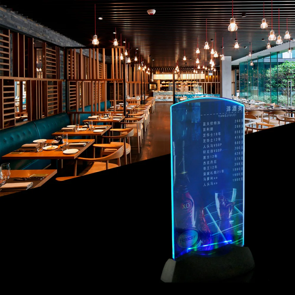 

1pcs Holder Stand Acrylic Flashing Led Light Table Menu Restaurant Card Display Drop Shipping