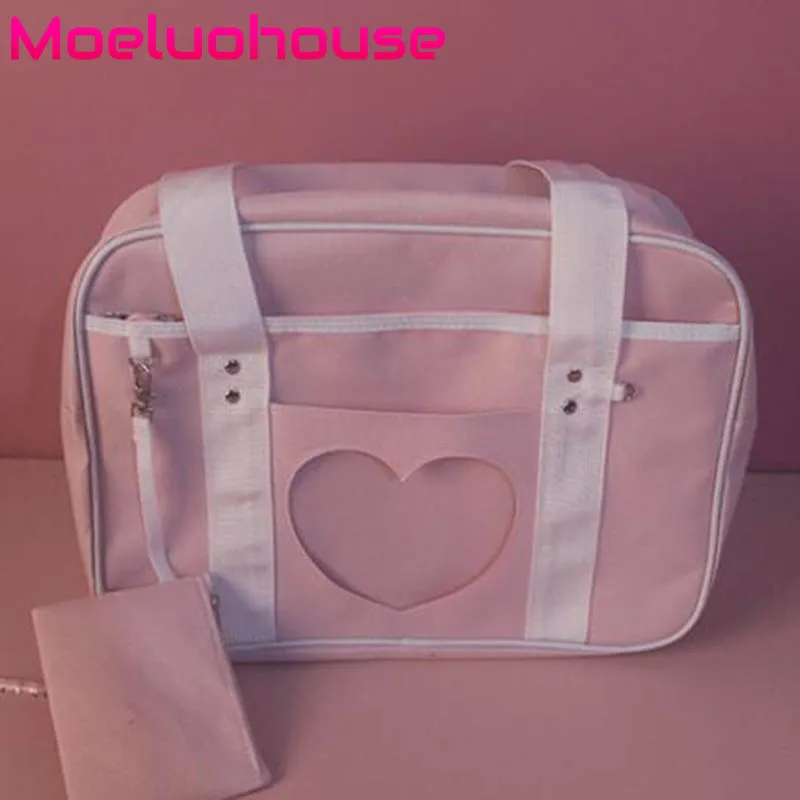 

Moeluohouse Women Girl Heart JK Uniform Cosplay Handbag Shoulder Bag Messenger Tote High School Students Bookbag Japanese Style
