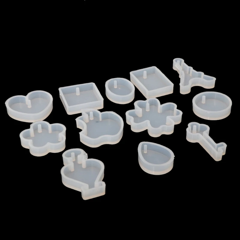 Free shipping 12pcs Silicone Jewelry Mold Resin Making Pendants Necklace Bracelet Earrings DIY