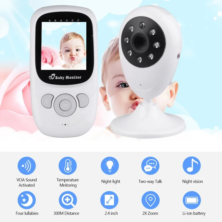 

babykam baby camera niania elektroniczna 2.4 inch IR Night Light Vision Intercom Zoom Temperature Monitor Lullabies bebek kamera
