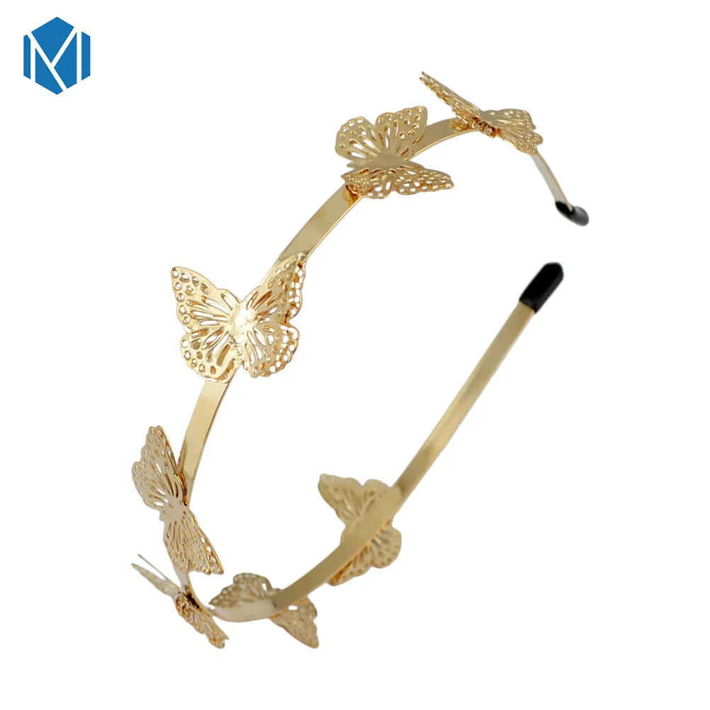 М мизм Modis цветы металлические резинки для волос для женщин Винтаж Hoho Листья Свадебные аксессуары для волос Элегантный свадебный ободок с бабочкой - Цвет: Butterfly