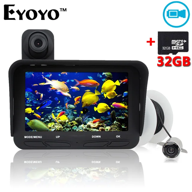 Best price at $121 Cheap Eyoyo 20m Professional Fish Finder DVR Video Record 6 Infrared LED Underwater Fishing Camera+Overwater Camera+Free 32GB TF Card
