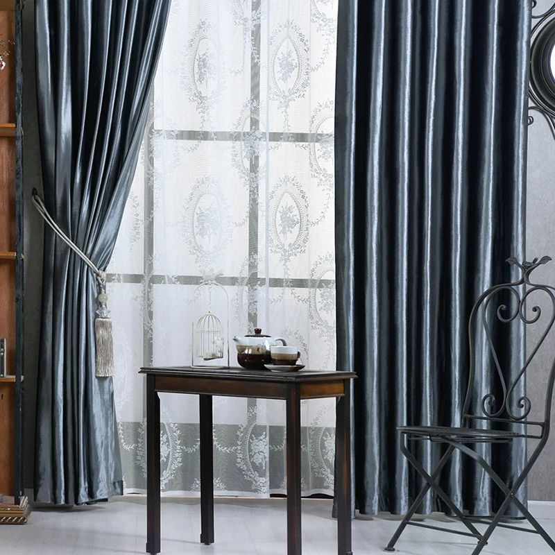 Европейские фланелевые бархатные занавески для спальни, роскошные однотонные занавески для гостиной, оконные шторы, готовые жалюзи