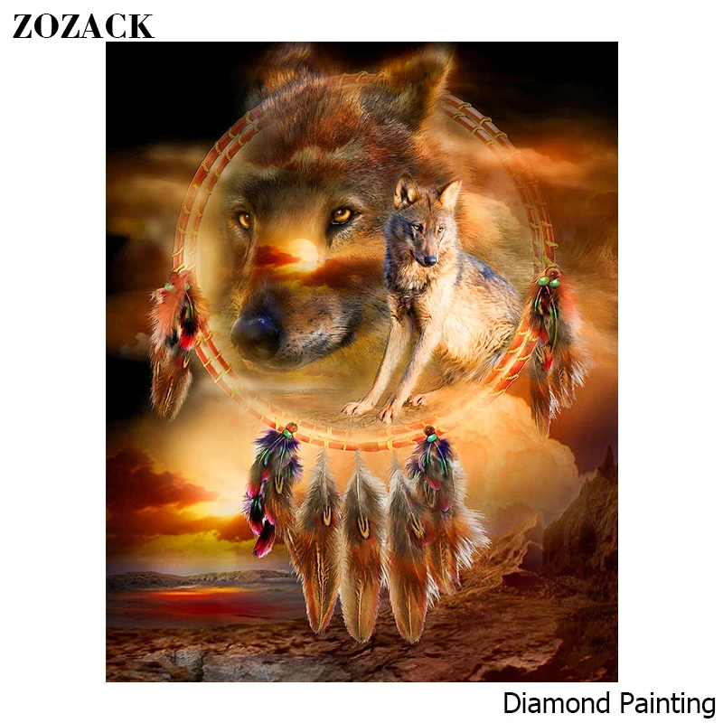 

Zozack 5D DIY Diamond Painting full square Cross Stitch Pattern 3D Diamond Embroidery Wolf Totem diamond Mosaic Resin Home Decor