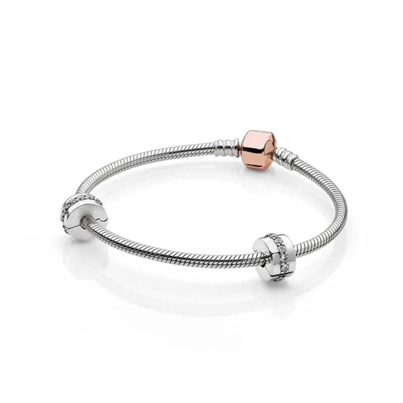

100% 925 Sterling Silver Holiday Rose Iconic Bracelet Gift Set fit DIY Original Charm Fashion Bracelets Jewelry Gift
