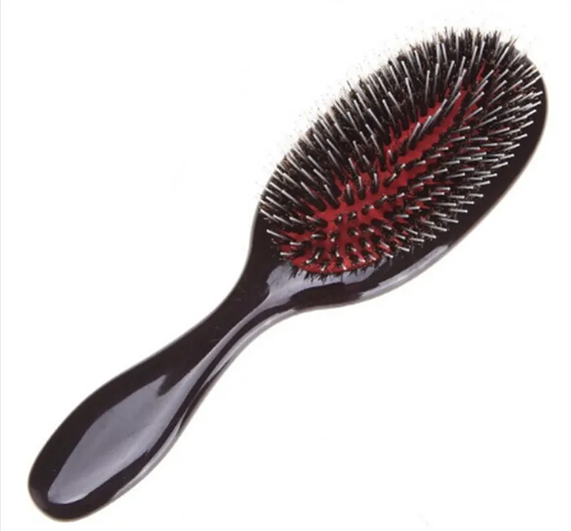 Oval Boar Bristle & Nylon Hair Comb Mini ABS Handle Anti static Hair