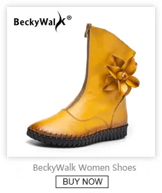 BeckyWalk/зимняя женская обувь из натуральной кожи; ботильоны больших размеров; женские ботиночки с круглым носком; женские короткие зимние ботинки; WSH3067