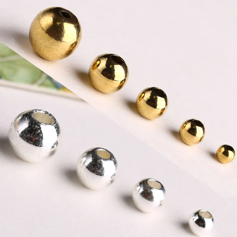

100pcs/lot Gold Silver Round Iron Metal Beads 3mm 4mm 5mm 6mm Hand Made Spacer Beads Findings DIY Jewelry Making Bracelets Gift