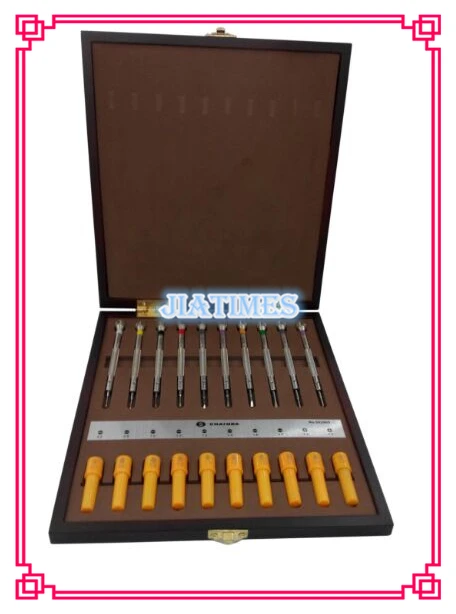 1 Set Quality 10pcs Chainda Watch Screwdriver Set in Wooden Box for Watch Repairers and Watch
