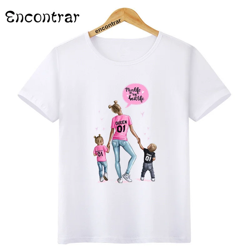 Harajuku/Модная белая футболка для мамы и дочки одежда для родителей и детей Повседневная Милая женская футболка с короткими рукавами HKP3093 - Цвет: Kid I