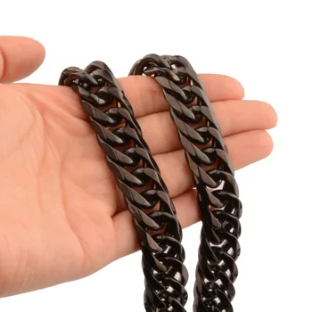 

Granny Chic Custom Length 8'' - 40'' Width 13mm Black High Quality Stainless Steel Men's Cuban Chain Curb Necklace Fashion Gif