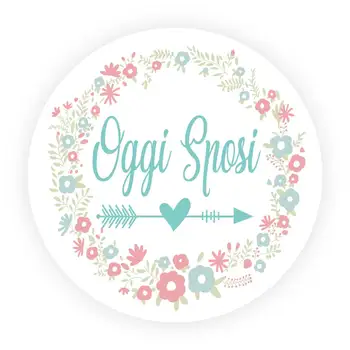 

DouxArt 100pcs Wedding Stickers Oggi Sposi, 40mm Arrow Garland Bomboniere Wedding Marriage Communion Labels Seals V916