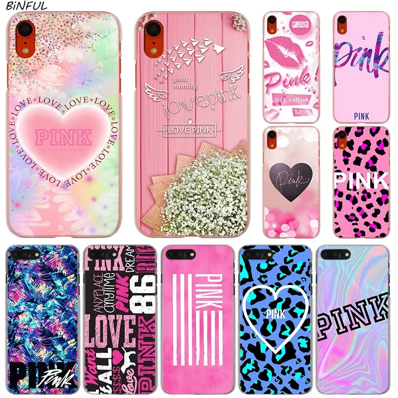 Pink victoria secret Hot Fashion Transparent Hard Phone Cover Case for